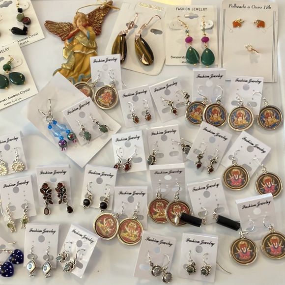 lot of ladies, assorted, pierced earrings, sterling, silver, crystal, elephants - Picture 2 of 8